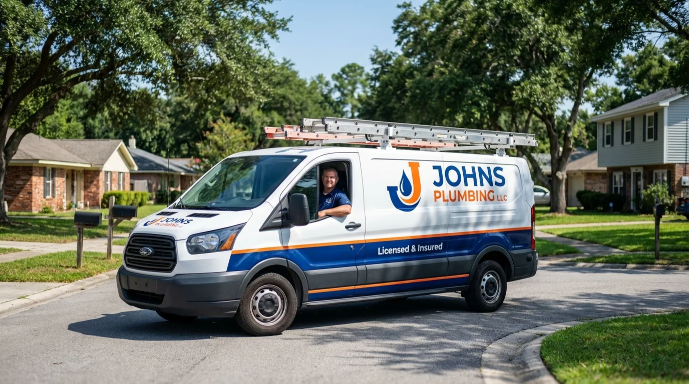 Johns Plumbing LLC service van in Forest City, PA