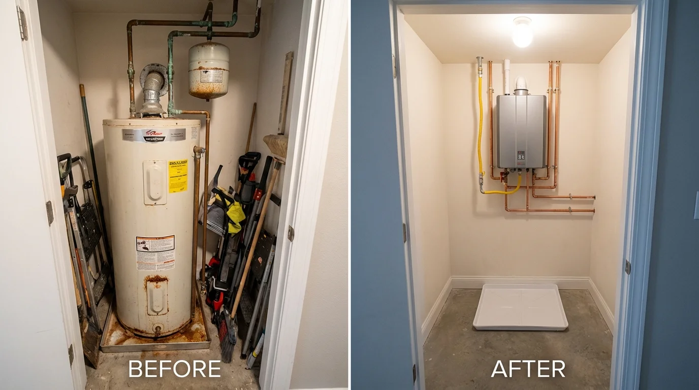 Tank water heater versus wall-mounted tankless unit comparison for Forest City, PA homeowners